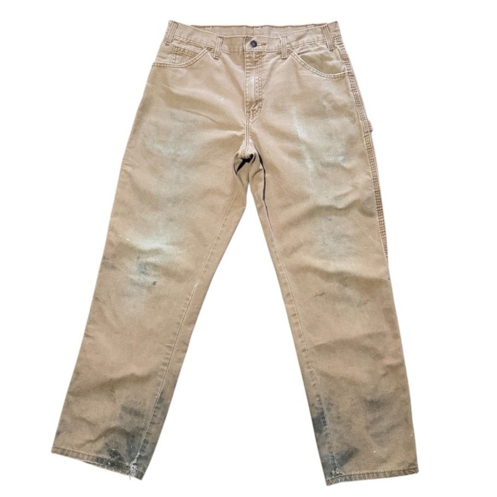 Vintage Y2K Distressed Dickies Tan Duck Canvas Carpenter Workwear Utility Pants